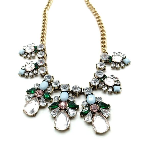 Rhinestone Multi-Color Gold-tone Statement Necklace - Picture 3 of 16